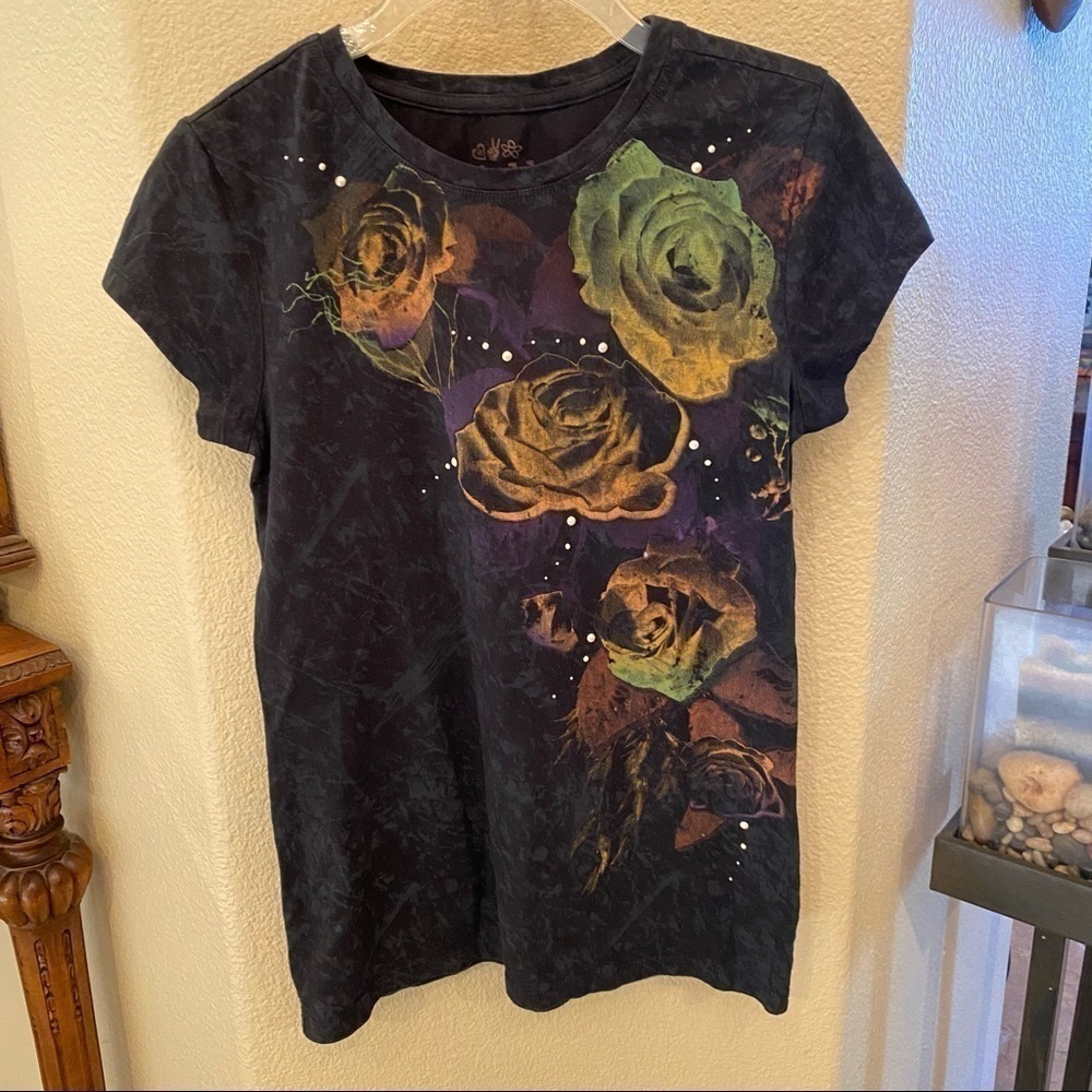 MUDD Junior Girls Floral Embellished Top Size Large